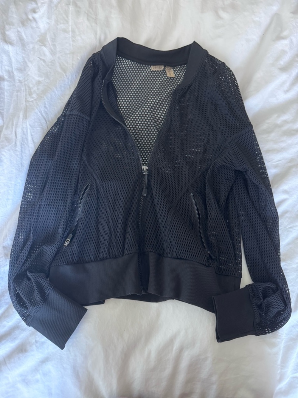Zella Black Mesh Bomber Jacket